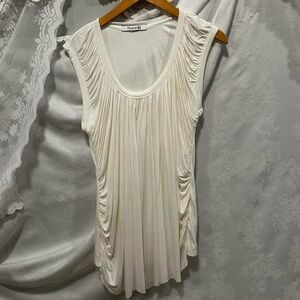 Forever 21 Vintage Cream Pleated Sleeveless Tank